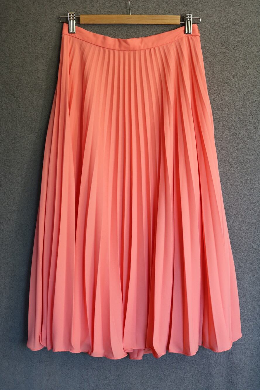 1State Maxi Skirt Size 4 Salmon Pink Striped Flowy Pleated Sheer‎ Feminine Chic
